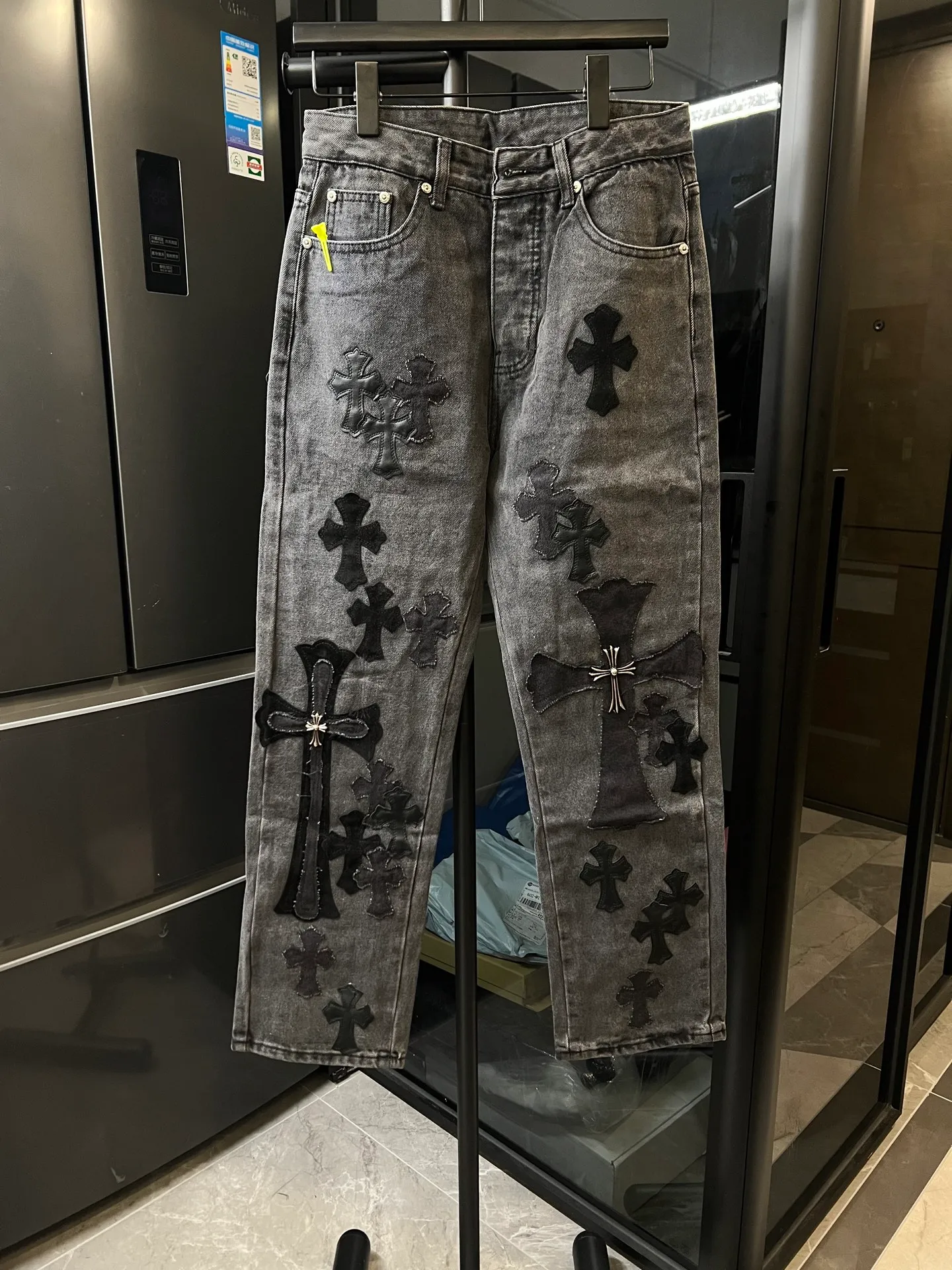 P270 [Special Version] Chrome Hearts/Chrome Heart 25Ss CH Large Cross Limited Blue Ox King Jeans (Black) Size: 28 30 32 34 36 (corresponding to s-xxl) Detailed sizes can be found in Figure 9